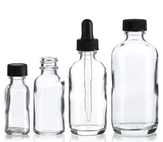 Clear Glass Boston Round Bottles